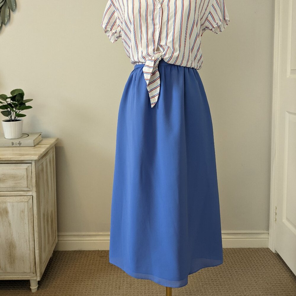 Vintage EATON Periwinkle/Lavender Midi Skirt – Size 6/8